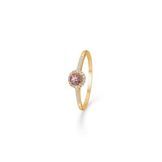 Madeleine ring i 14 kt guld med granat og 0,08 ct diamanter fra Mads Z